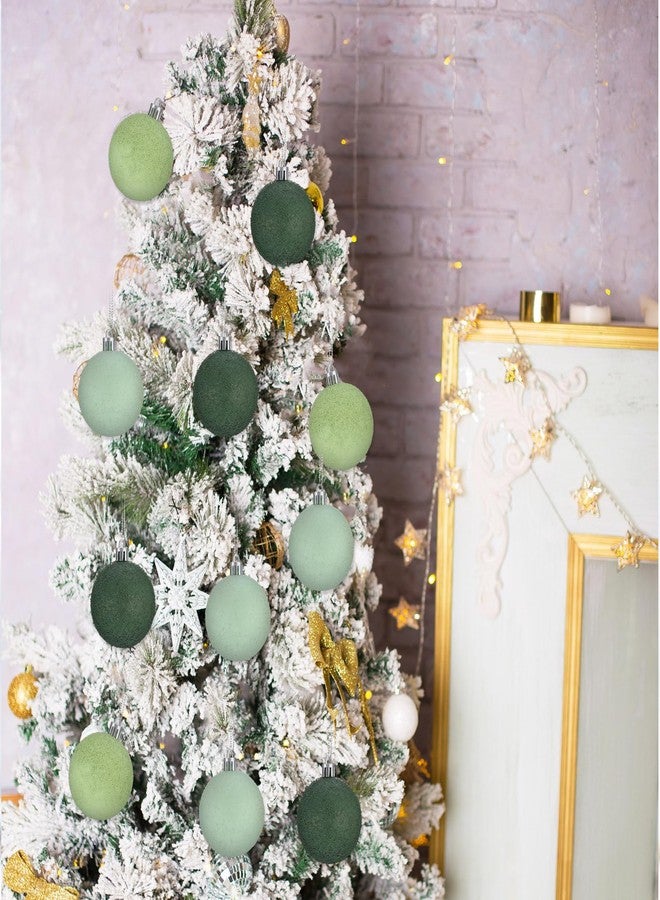 Lunmon 24 Pcs Vintage Neutral Lime Green Moss Christmas Tree Ornaments 2.36 Inch Matte Christmas Ball Ornaments Plastic Xmas Ball Decor Rustic Xmas Tree Hanging Decor for Holiday Supplies - Image 4